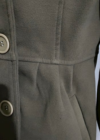 Düğmeli Haki Kadın Kaban - Görsel 6