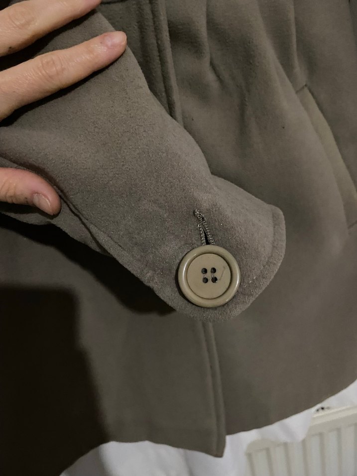 Düğmeli Haki Kadın Kaban - Görsel 5