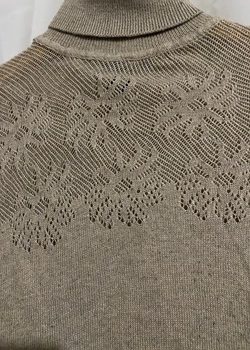 Bej Kadın Triko Kazak Uzun Kollu Boğazlı Kazak - Görsel 4