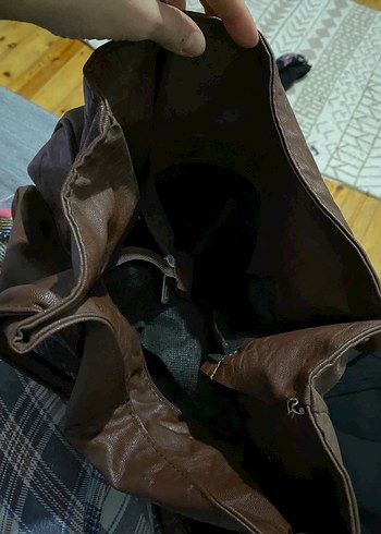 Kahverengi Vintage Suni Deri Kadın Omuz Çantası - Görsel 6