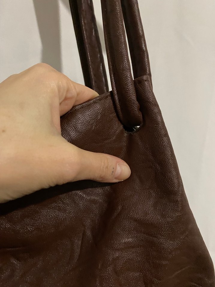 Kahverengi Vintage Suni Deri Kadın Omuz Çantası - Görsel 4