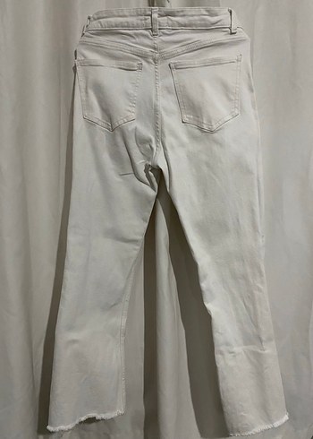 Beyaz Kadın Regular Fit Midi Kot Pantolon - Görsel 6