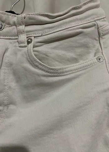 Beyaz Kadın Regular Fit Midi Kot Pantolon - Görsel 4