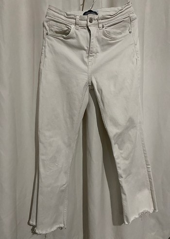 Beyaz Kadın Regular Fit Midi Kot Pantolon - Görsel 2