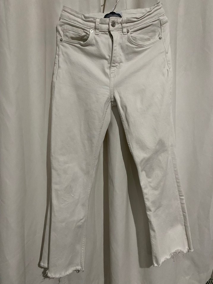 Beyaz Kadın Regular Fit Midi Kot Pantolon - Görsel 2