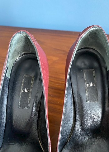 Bordo Deri Platform Topuklu Kadın Stiletto - Görsel 5