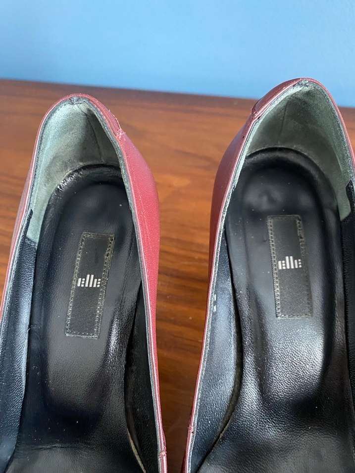 Bordo Deri Platform Topuklu Kadın Stiletto - Görsel 5