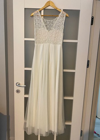 Dantel Detaylı Uzun A Kesim Elbise - Görsel 2