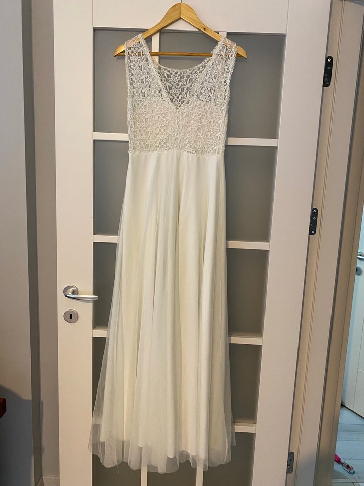 Dantel Detaylı Uzun A Kesim Elbise - Görsel 2