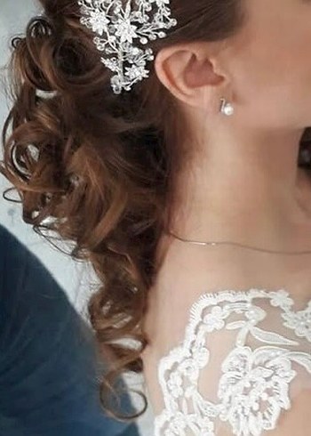 Dantel İşlemeli Beyaz Straplez A Kesim Gelinlik - Görsel 4