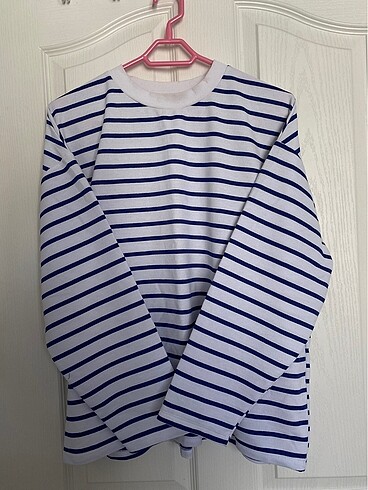 xl Beden Trendyolmilla Beyaz Çizgili Oversize/Geniş Kesim Bisiklet Yaka İ
