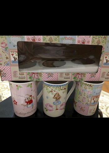 Beden English home pastel Pembe Desenli 3'lü Kupa Seti