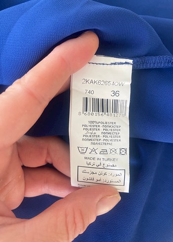 36 Beden mavi Renk Koton fırfır detaylı bluz