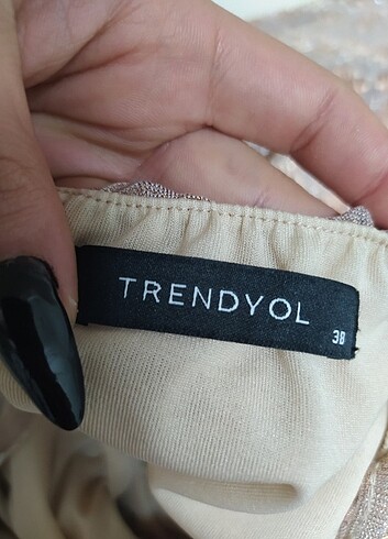 Trendyol pudra rengi parti elbisesi 