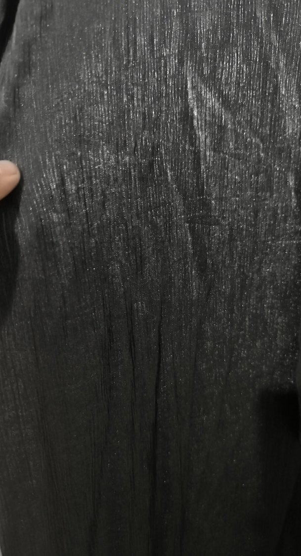 Uzun Siyah Keten Gotik Elbise - Görsel 4