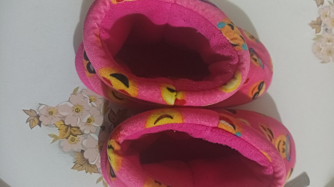 Renkli Emoji Desenli Kız Çocuk Sıcak Terlik - Görsel 3