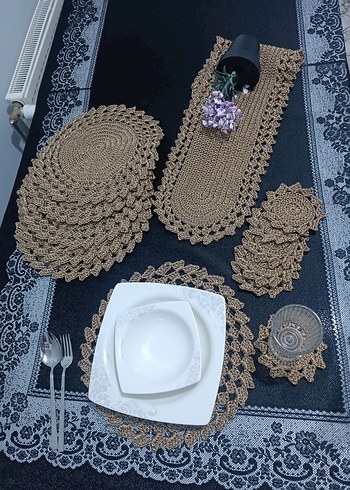 Beden kahverengi Renk Bohem İşlemeli Kahverengi El Yapımı Supla Seti