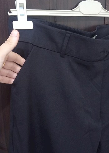 xl Beden Kadın Siyah Kumaş Kemerli Pantolon