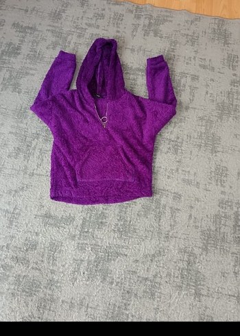 Mor Kapüşonlu Sweatshirt
