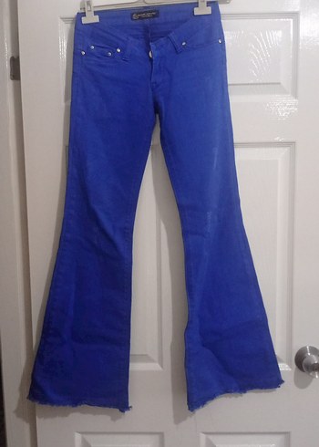 Parlak Mavi Kadın Denim Pantolon