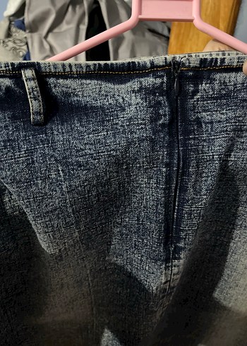 Gri Mavi Hamile Midi Kot Etek - Görsel 3