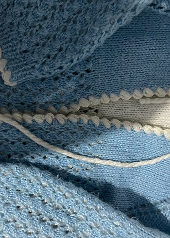 Mavi ve gri bebek hırkası - Görsel 2