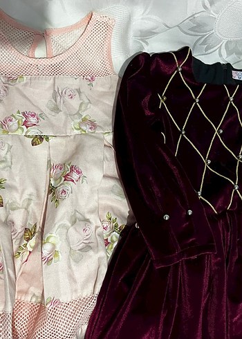 Bordo Düğmeli Klasik Gotik Kız Elbisesi