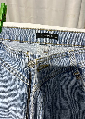 m Beden mavi Renk Geniş Kesim Mavi Midi Kot Pantolon