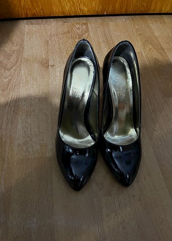 Siyah Rugan Stiletto Topuklu Kadın Ayakkabı - Görsel 8