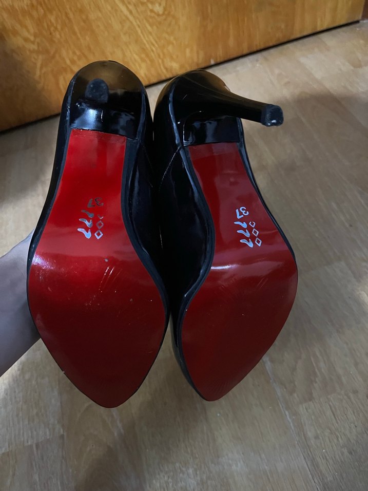 Siyah Rugan Stiletto Topuklu Kadın Ayakkabı - Görsel 5