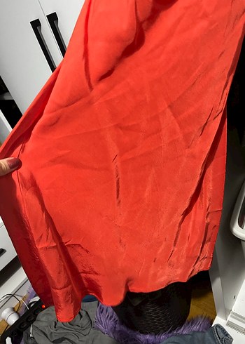 Parlak Kırmızı Midi İnce Askılı Elbise - Görsel 2