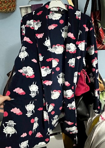 Çok Renkli Uzun Kollu Midi Kadın Sabahlık - Görsel 3