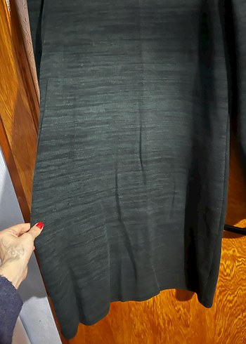 Uzun Kollu Gri Mavi Keten Tunik - Görsel 2