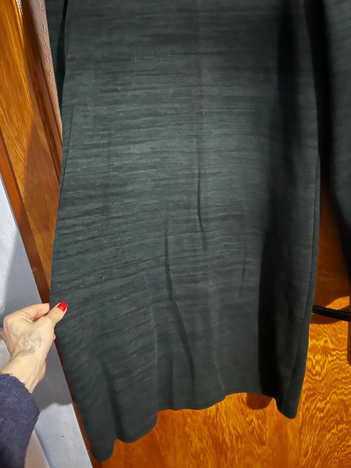 Uzun Kollu Gri Mavi Keten Tunik - Görsel 2