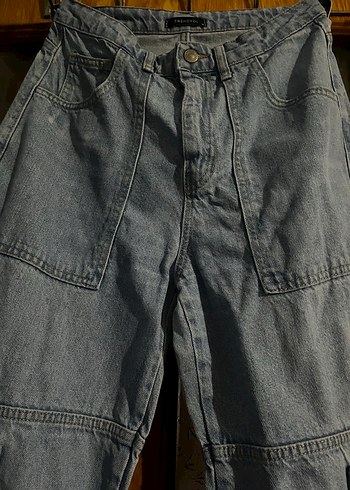 Kadın Mavi Bol Kesim Midi Kot Pantolon - Görsel 5