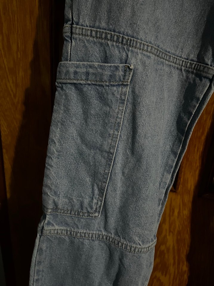 Kadın Mavi Bol Kesim Midi Kot Pantolon - Görsel 4