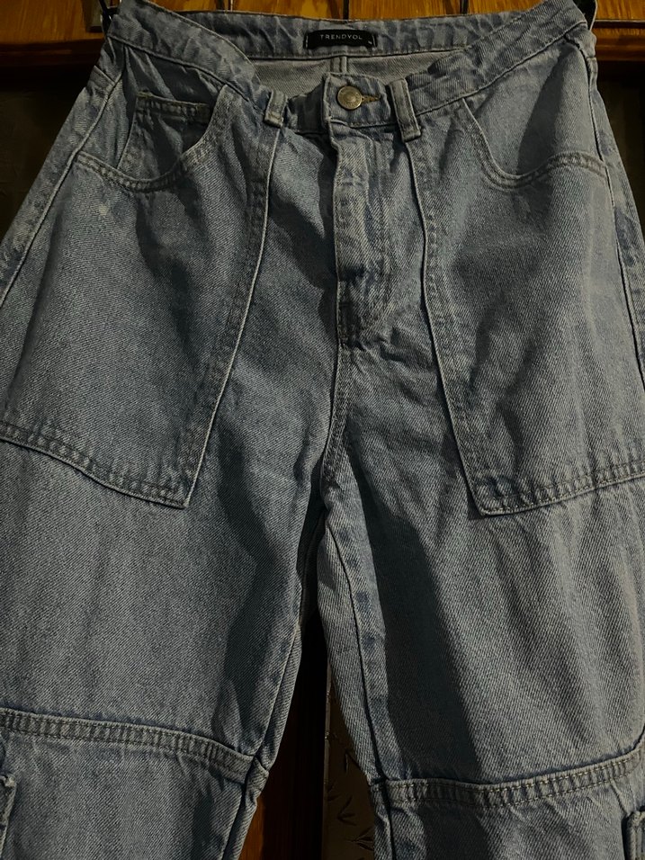 Kadın Mavi Bol Kesim Midi Kot Pantolon - Görsel 5