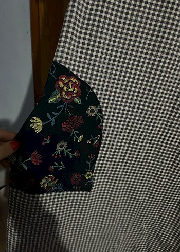 Düğmeli Ekose Desenli Gri Hamile Tunik - Görsel 2