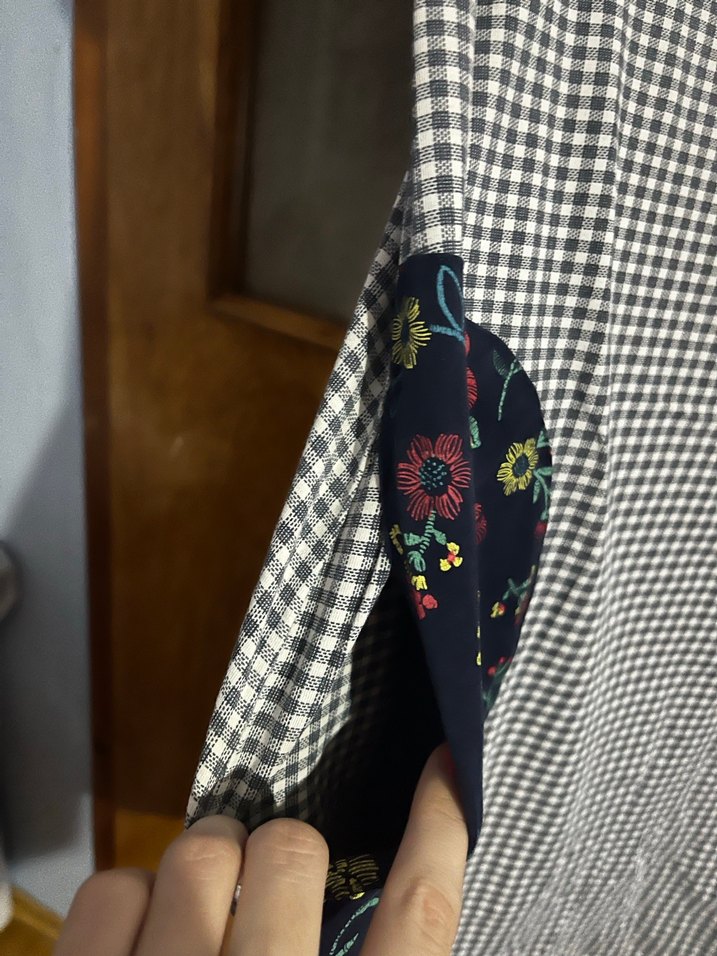 Düğmeli Ekose Desenli Gri Hamile Tunik - Görsel 3