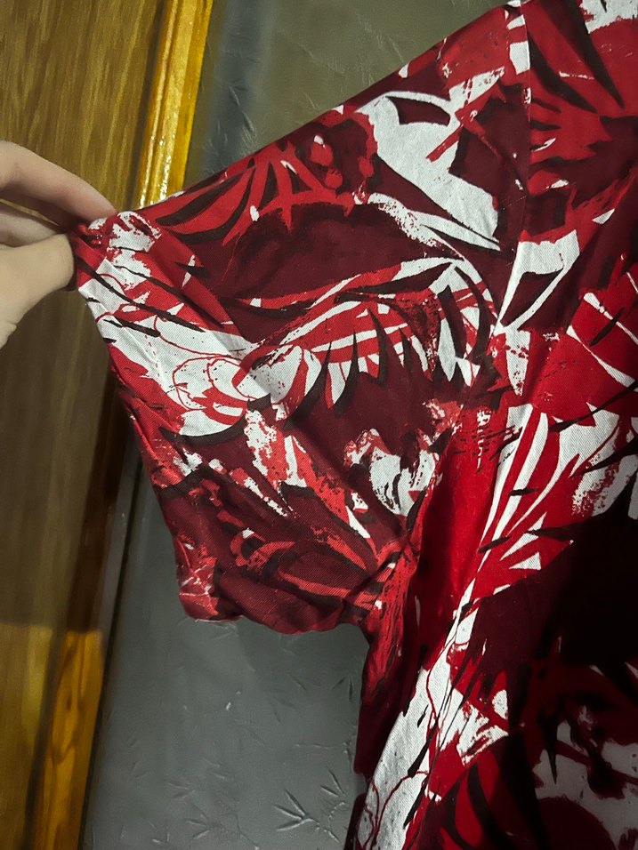 Kırmızı Bağlama Desenli Bohem Uzun Elbise - Görsel 3