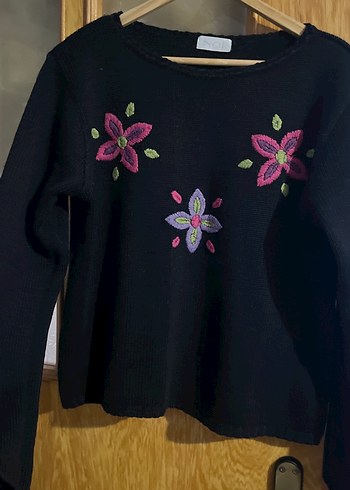 Nakışlı Bohem Kadın Triko Kazak - Görsel 3