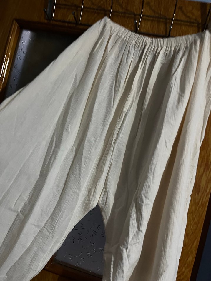 Beyaz Bol Kesim Keten Pantolon - Görsel 3