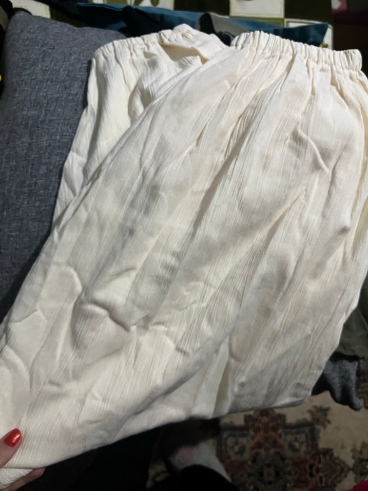 Beyaz Bol Kesim Keten Pantolon - Görsel 5