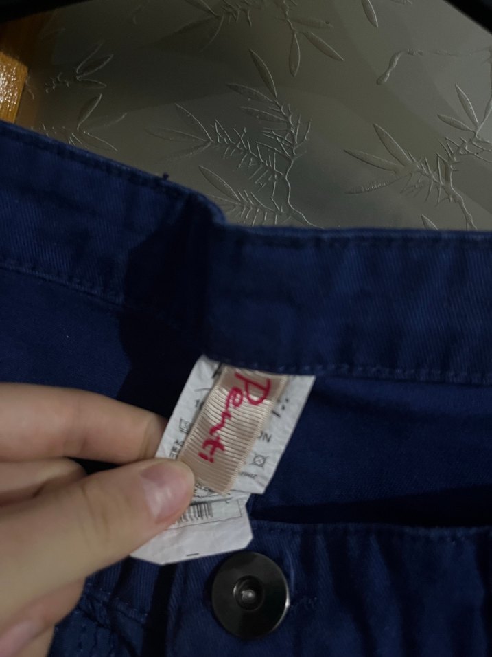 Lacivert Nakışlı Dantelli Mini Kot Şort - Görsel 2