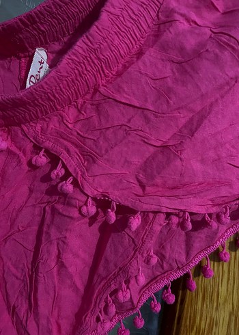 l Beden pembe Renk Püsküllü Pembe şort