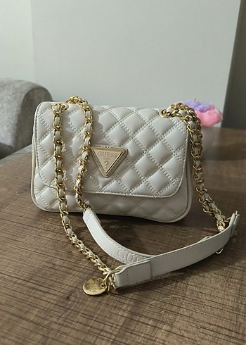 Beyaz Zincir Detaylı Kadın Deri Çanta - Görsel 2