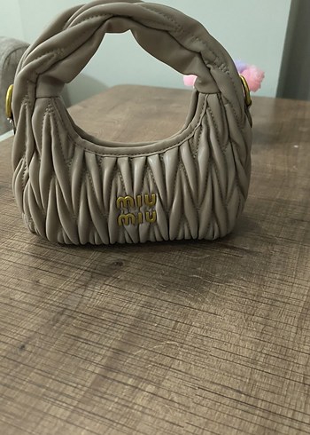 Bej Puflu Keten Kadın Çanta - Görsel 3