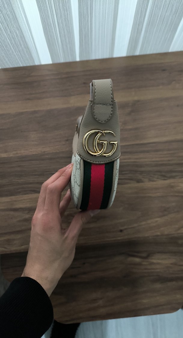 Gri Baskılı Deri Kadın Omuz Çantası - Görsel 2