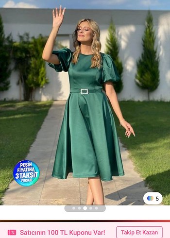 Yeşil Midi Abiye