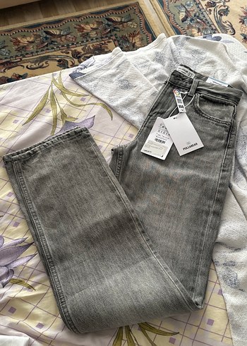 PULL&BEAR gri kot pantolon